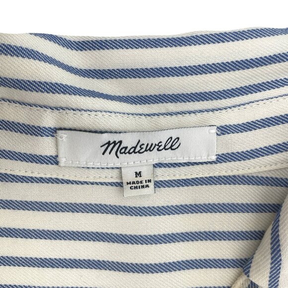 Madewell Central Shirt Blue White Stripe Short Sleeve Button Down M - Picture 3 of 12